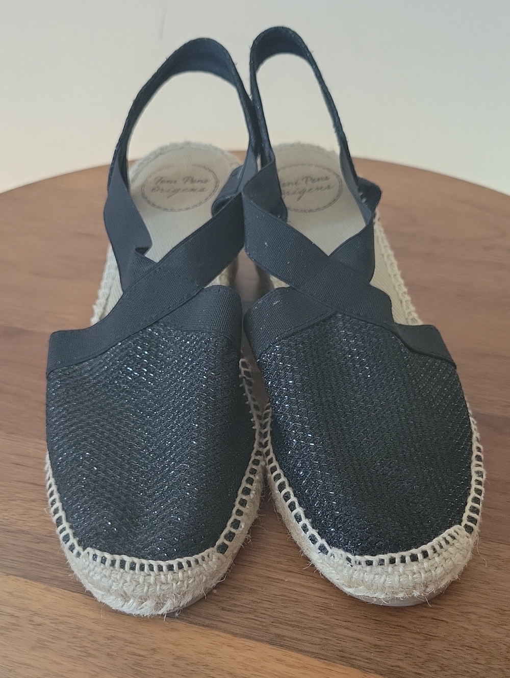 Toni Pons Origens Black Espadrille Slingback Flats -